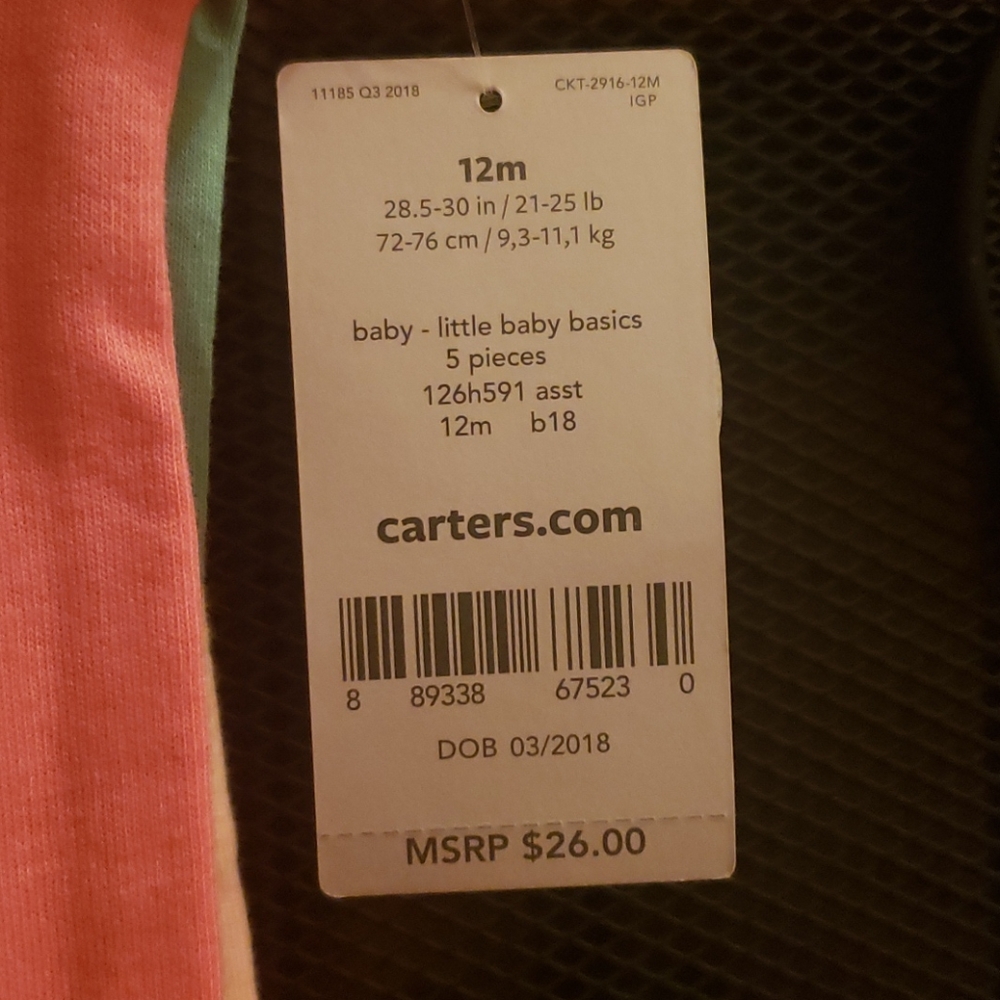 5 pack of Carters onesies. - Picture 3 of 3